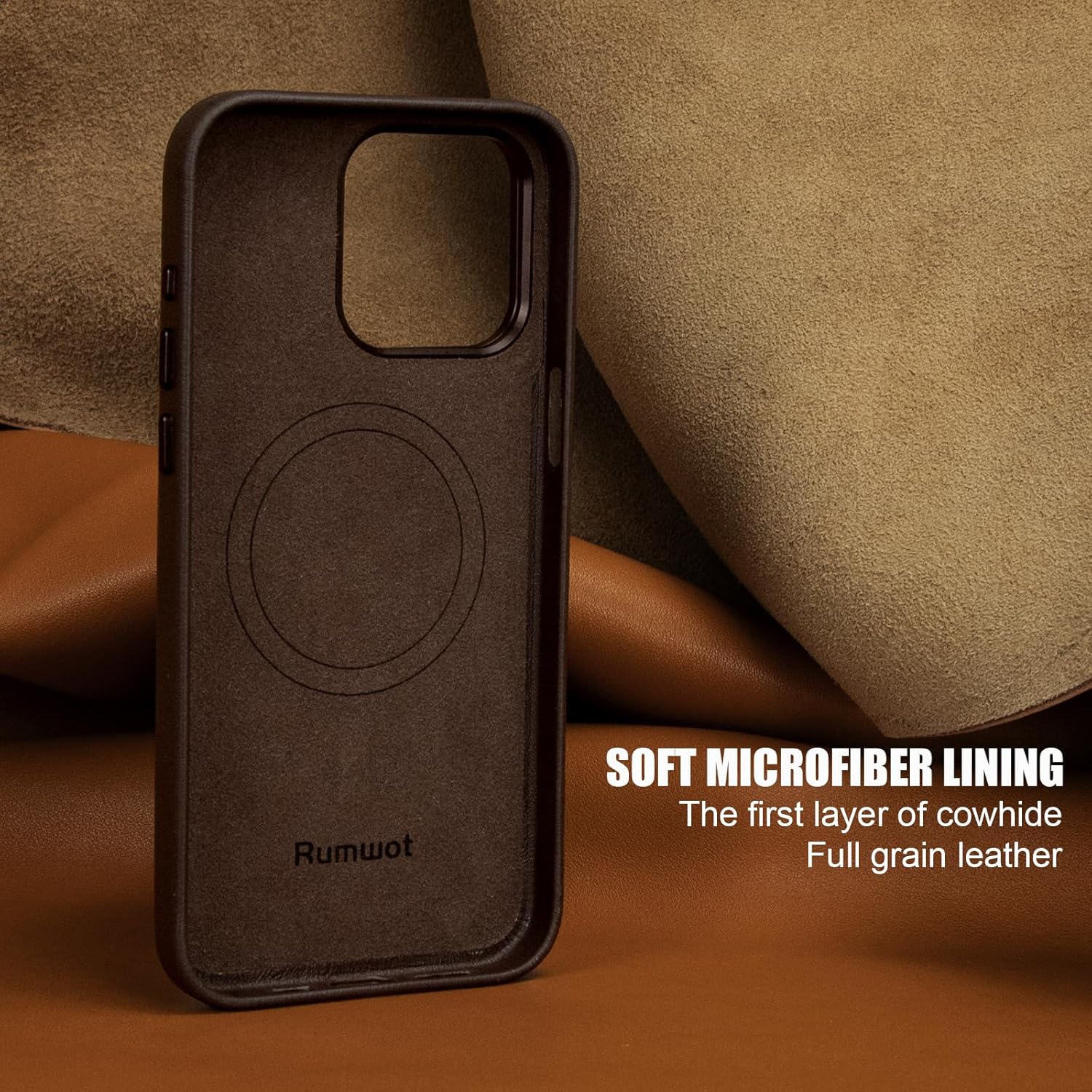 Coffee Brown Genuine Leather Case for iPhone 15 Pro Max with Hidden Stand, Multifunctional Slim Fit Unique Designer Phone Protective Cover Compatible with MagSafe for Men Women - Image 3