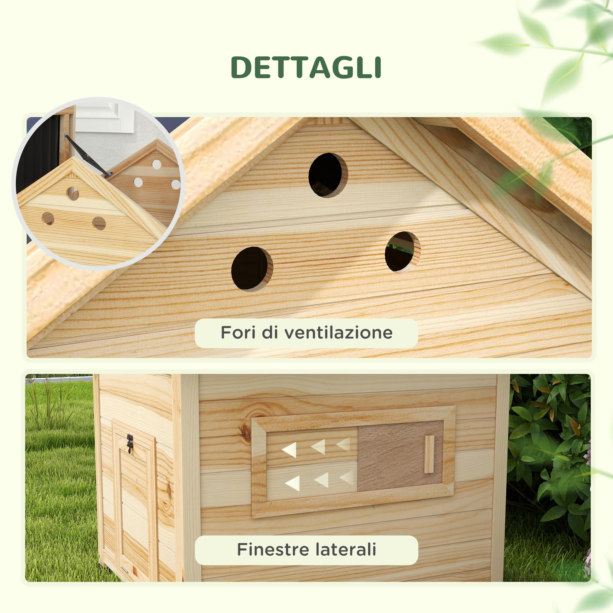 PawHut Casetta per Anatre da Esterno, Stia per Anatre con Rampa, Fondo Rimovibile, Tetto Spiovente e Fori di Ventilazione, 78x90x92 cm, Legno