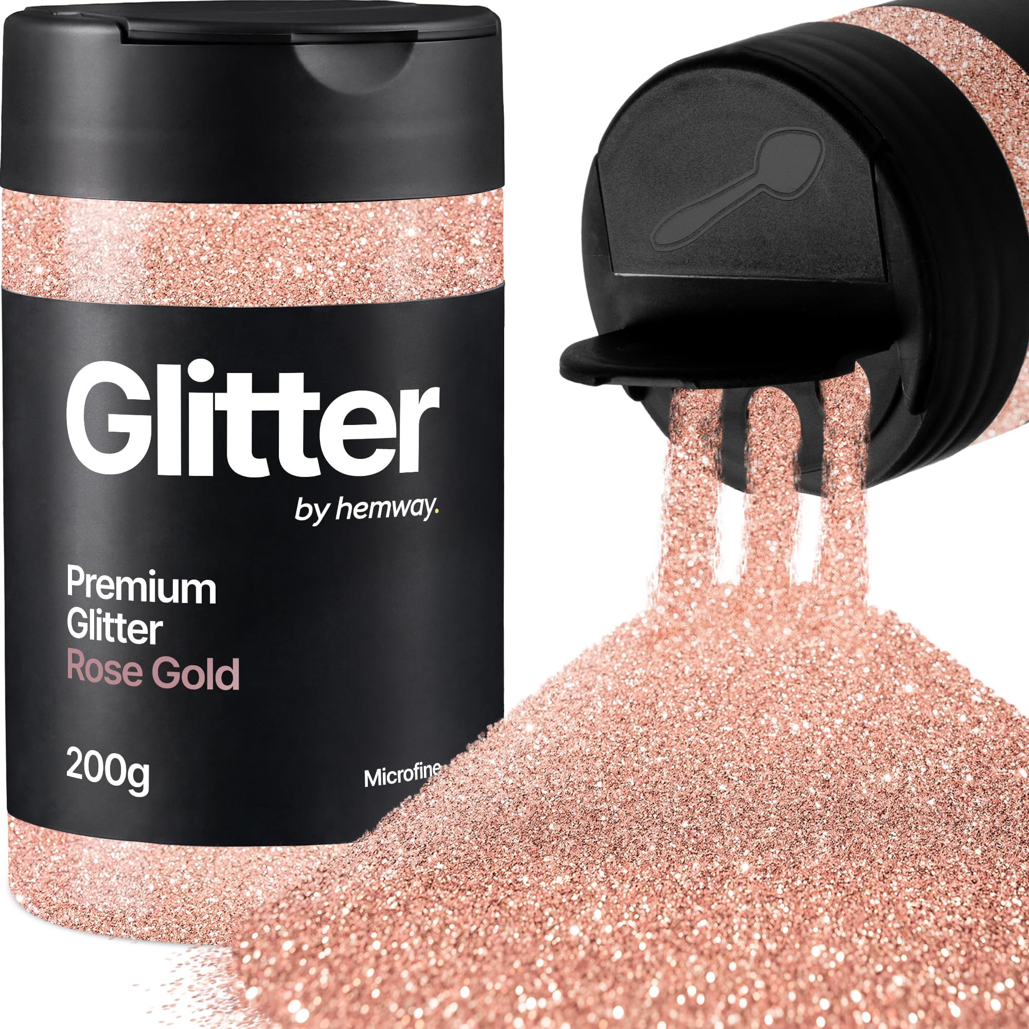 Hemway Rose Gold Glitter Shaker, 200g Microfine Glitter for Crafts Metallic Flake Sequins for Resin & Epoxy Crafts for Decorating, Halloween, Christmas, Nail, Face, Art