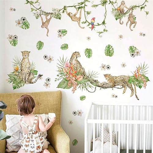 Miniatura 41 de Calcomanías de pared de animales de la selva, calcomanías de pared de animales del bosque, calcomanías de pared para bebés, niños y niñas