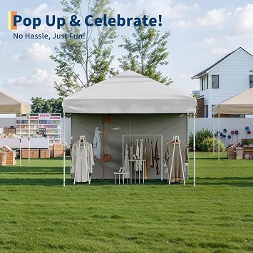 10' x 10' White Pop-Up Commercial Canopy Tent - Outdoor Instant Shelter, Great for Farmers Markets, Craft Fairs, Events, Picnics, Camping, and Outdoor Vendors