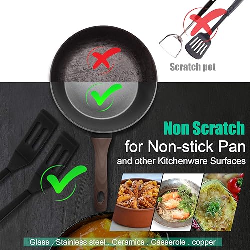 Miniatura 4 de Mini espátula para servir brownie, flexible, antiadherente, de silicona, resistente al calor, espátula ranurada para huevo volteado en una sartén