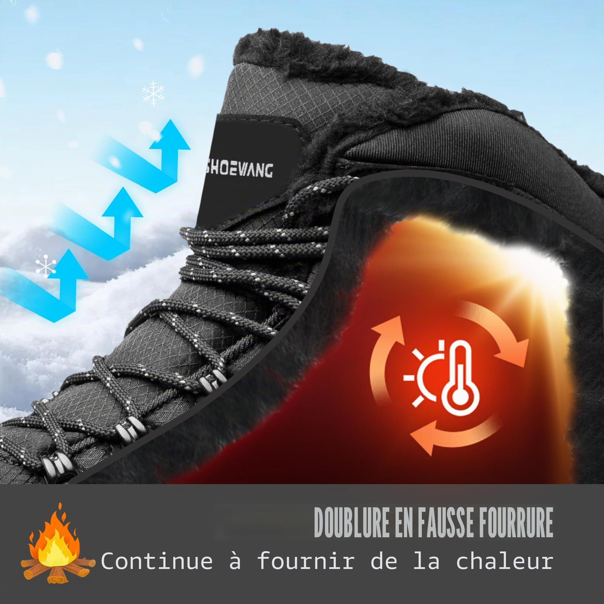 KOIFISH Chaussure de Sécurité Homme Femme Hiver Imperméable Basket de Securite Montante Embout Composite Antidérapant Antistatique Bottines de Travail Chaudes