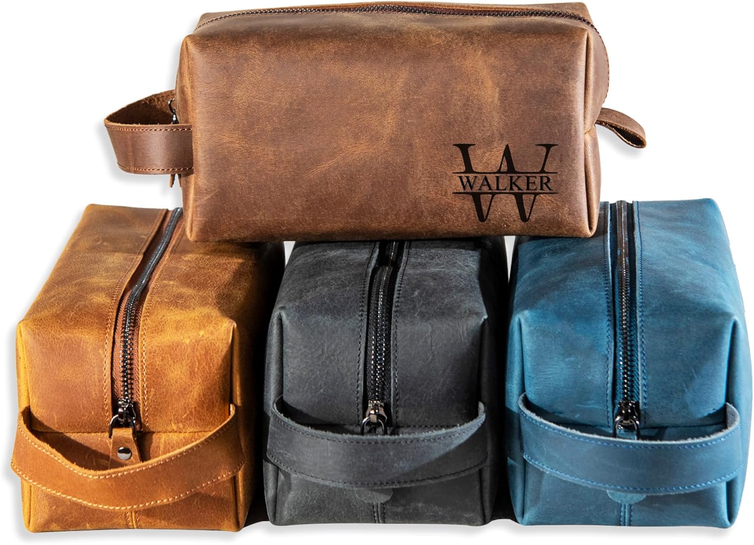 Personalized Handcrafted Leather Toiletry Bag for Men, Custom Shaving, Travel Dopp Kit, Grandpa, Dad, Husband, Father, Him, Boyfriend, Groomsmen, Birthday, Wedding, Graduation, Retirement Gifts