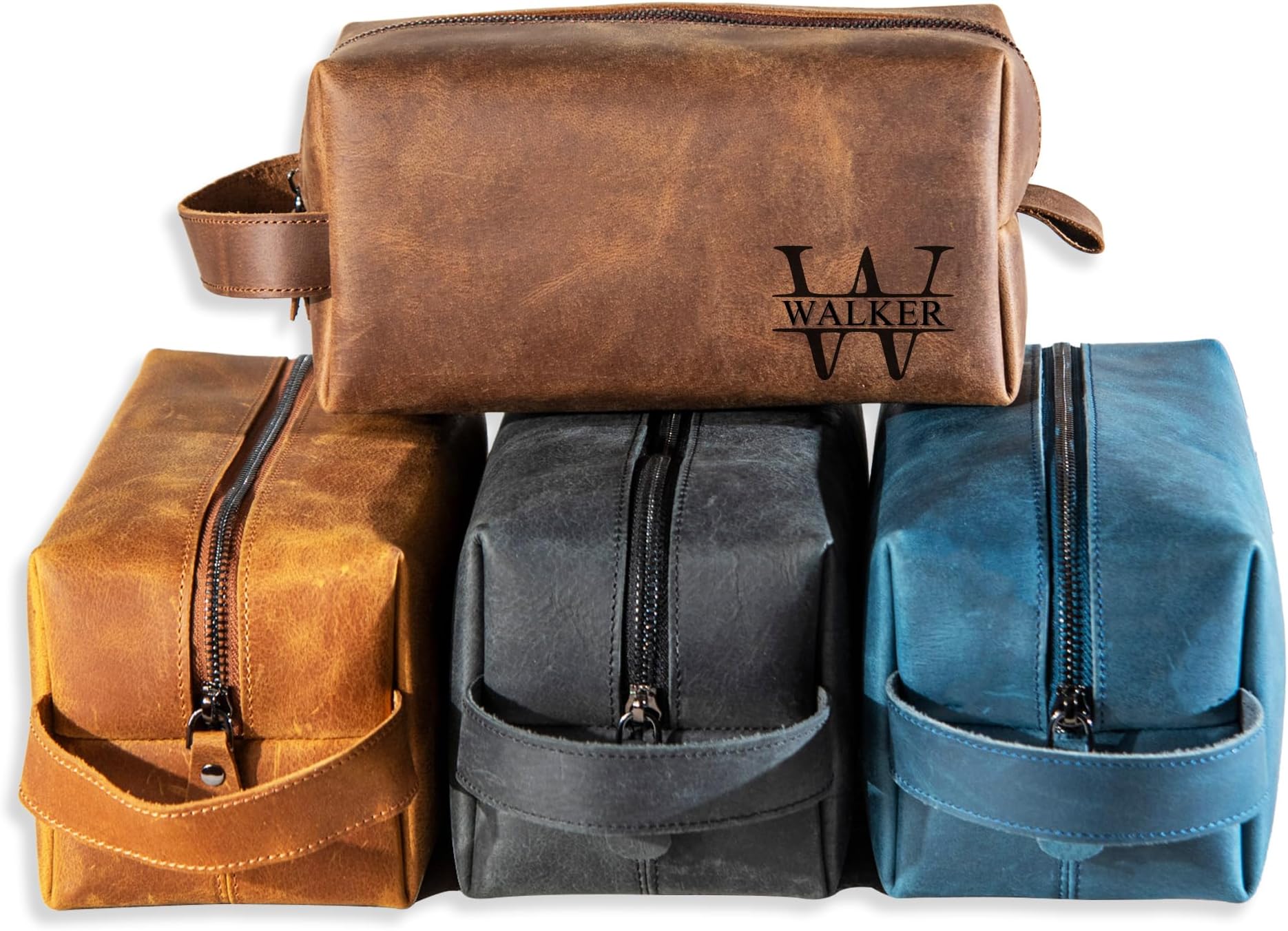 - Personalized Handcrafted Leather Toiletry Bag for Men, Custom Shaving, Travel Dopp Kit, Grandpa, Dad, Husband, Father, Him, Boyfriend, Groomsmen, Birthday, Wedding, Graduation, Retirement Gifts