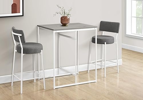 Dining Table, 32" Rectangular, Counter Height, Small, Laminate Top, Kitchen, Grey Laminate, White Metal, Contemporary, Modern