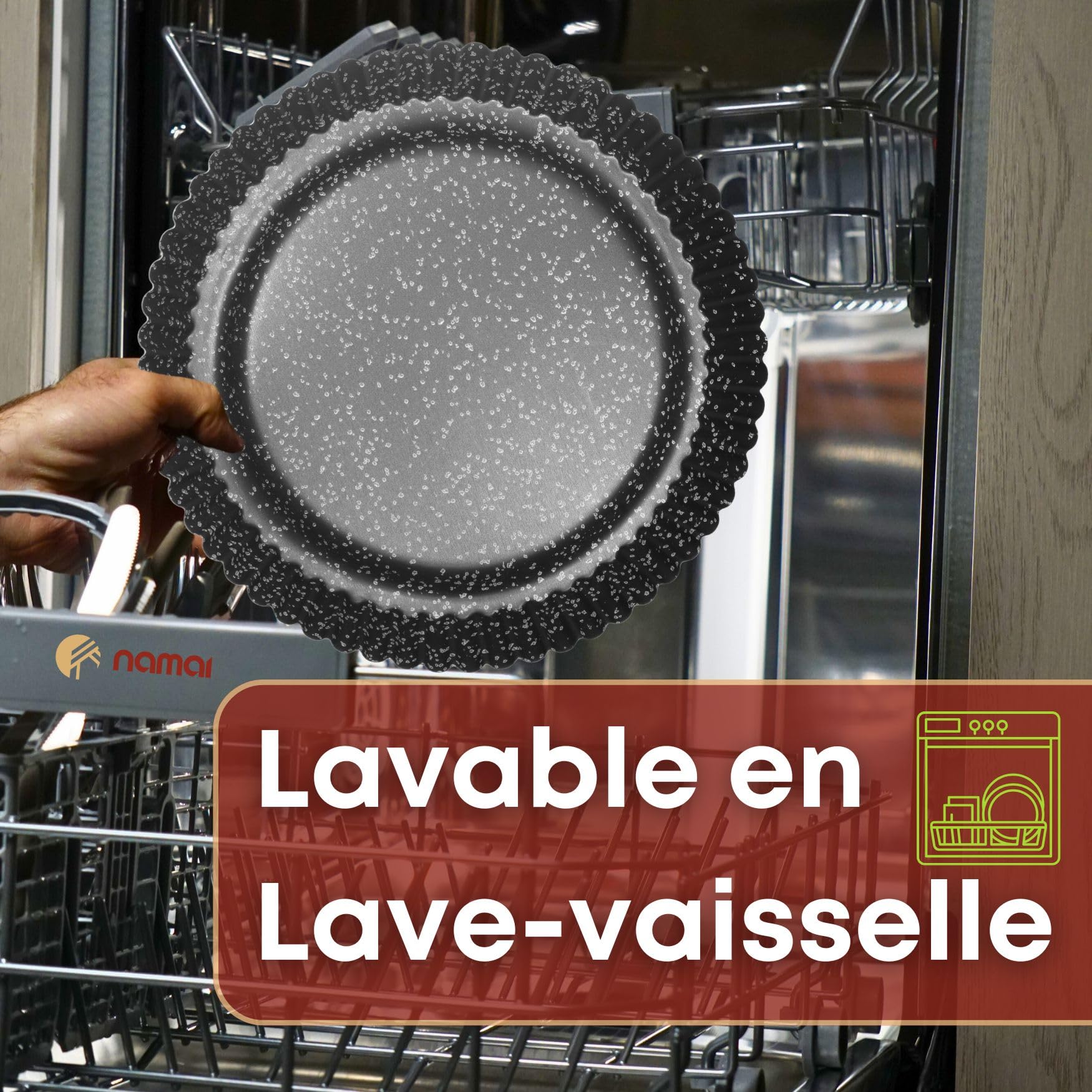 NAMAI - Moule Tarte, 28 cm Ø x 4cm H, Anti-Adhérent, Aluminium, Moules à Tarte, Plats à Tarte, Moule Gateau Rond, Made in Italy, Moule a Tarte, Moule Rond