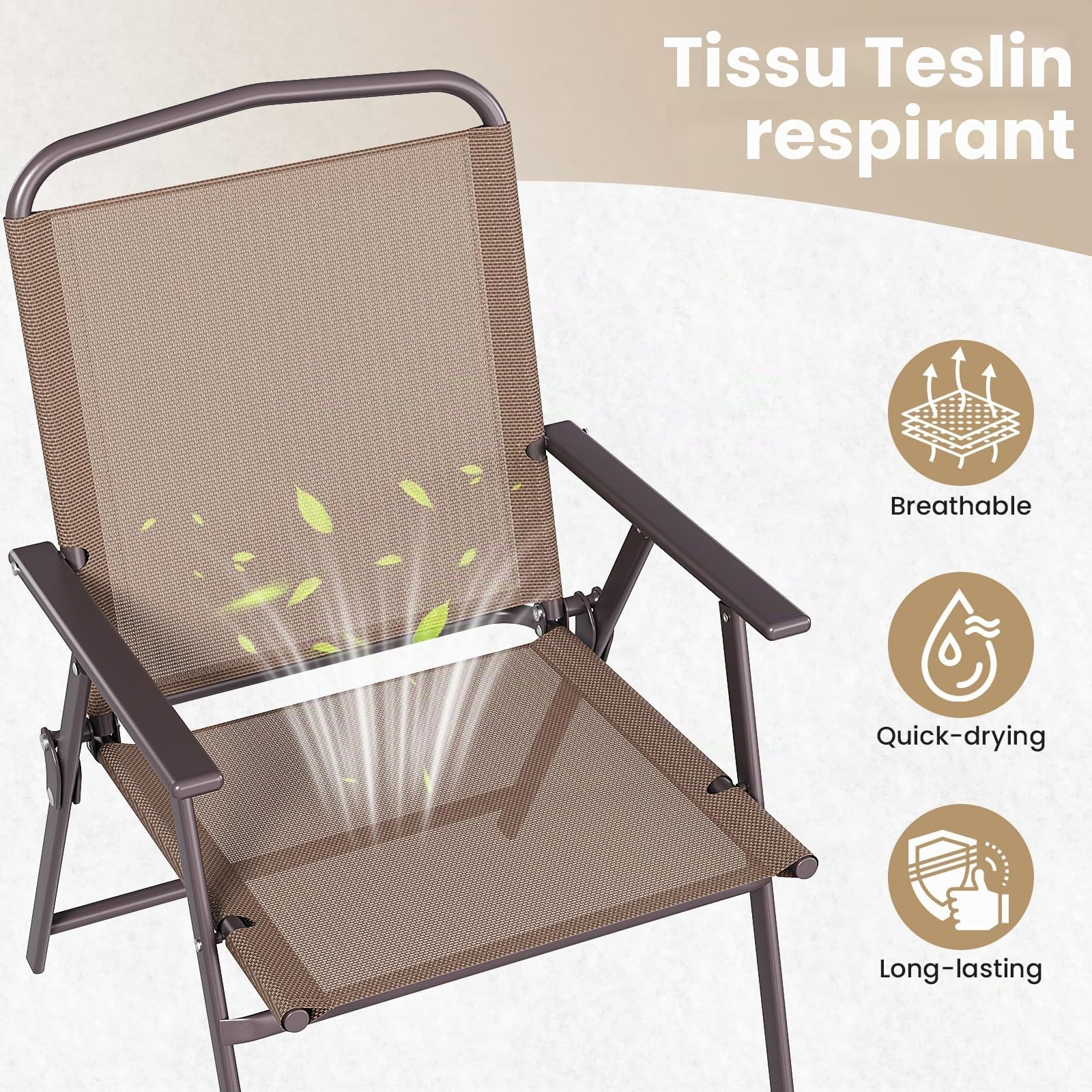 LIFERUN Lot de 2 Chaise de Jardin Exterieur, Chaise Pliante Camping