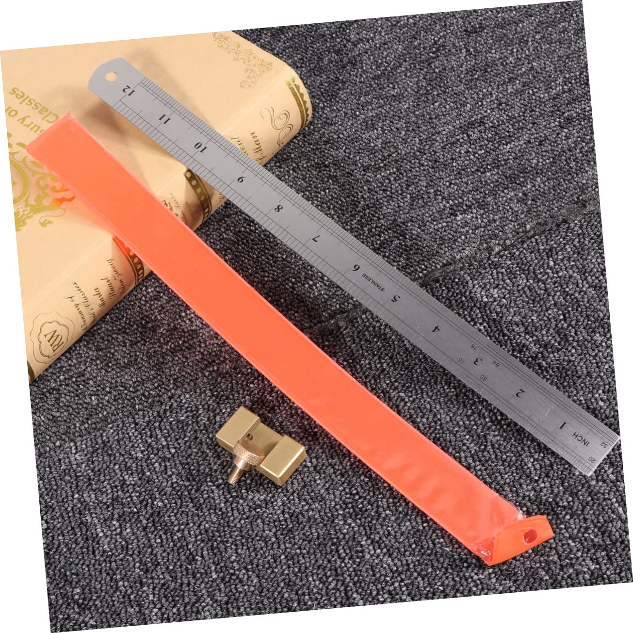 Hemobllo 6pezzi Brass Positioning Block Per Lavori Di Falegnameria Strumento Di Misurazione Con Righello Acciaio Blocchi Di Posizionamento Regolabili Per Marcatura Precisa
