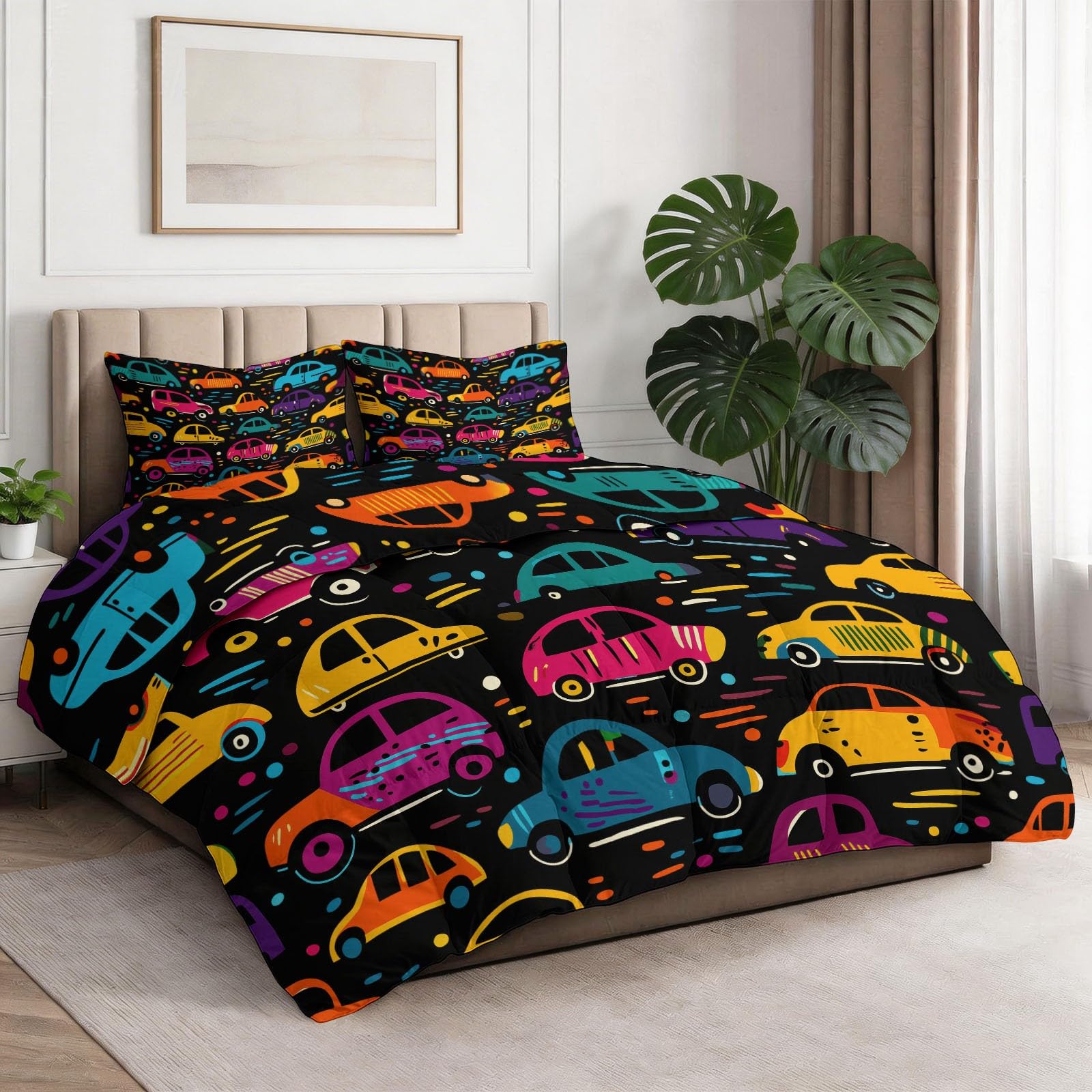 Couette légère motif de voiture pour lit d'enfant 220x240cm confortable