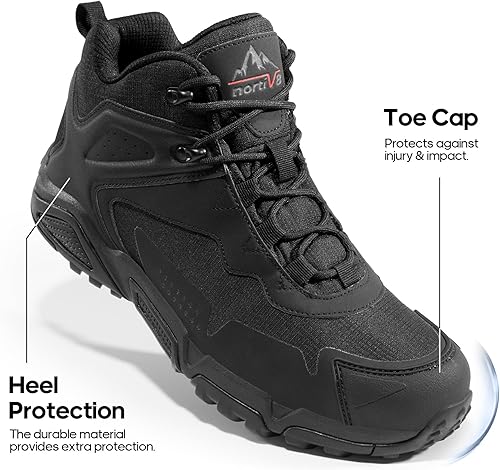 Miniatura 5 de NORTIV 8 Botas de senderismo impermeables para hombre, botas tácticas ligeras para hombres, botas de senderismo para hombres de tobillo medio para
