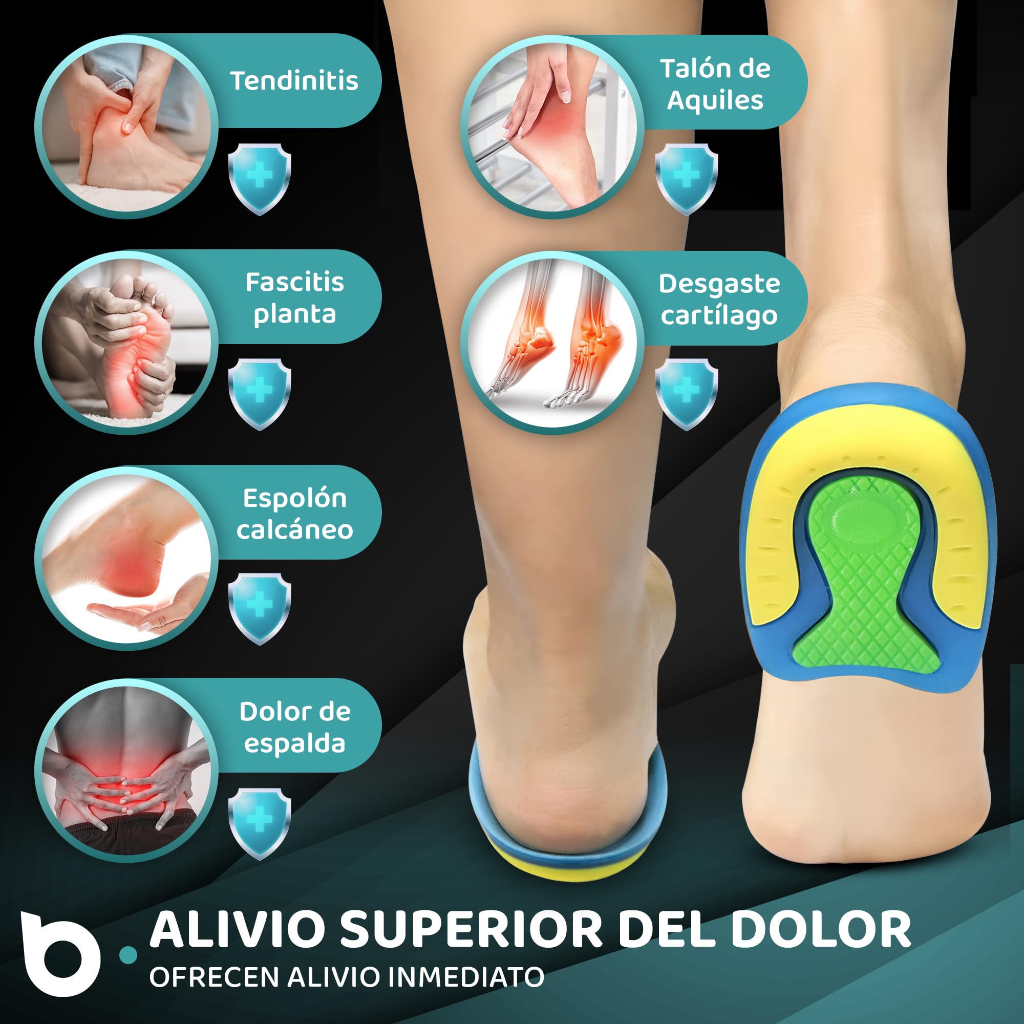 Taloneras - MEGAPACK 3 pares (6 Uds) - Taloneras de Silicona para Fascistis Plantar y Espolon Calcáneo - Plantillas de Silicona para Hombre y Mujer - Pantilla de Talón de gel (Talla 40-47)