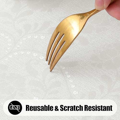 Miniatura 3 de Mantel rectangular de otoño de 60 x 84 pulgadas, mantel impermeable de damasco jacquard, manteles de tela lavable para fiestas de cosecha y