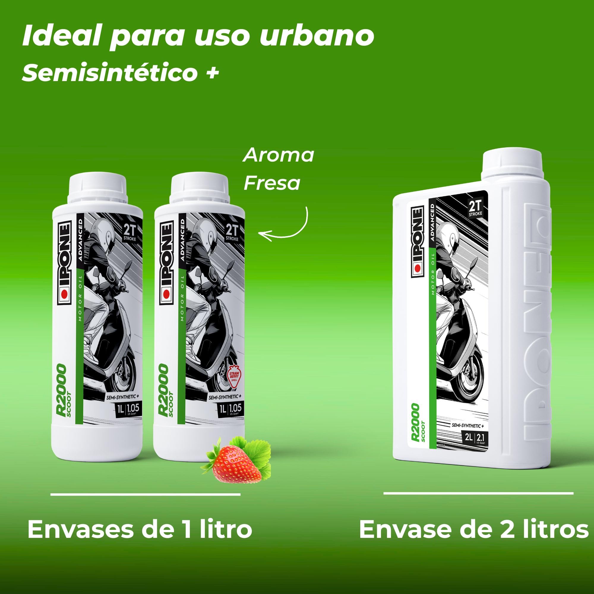 Ipone - Scoot City Aceite Scooter 2 Tiempo -Semi-sintético - Formulación Anti-Humo - 2L