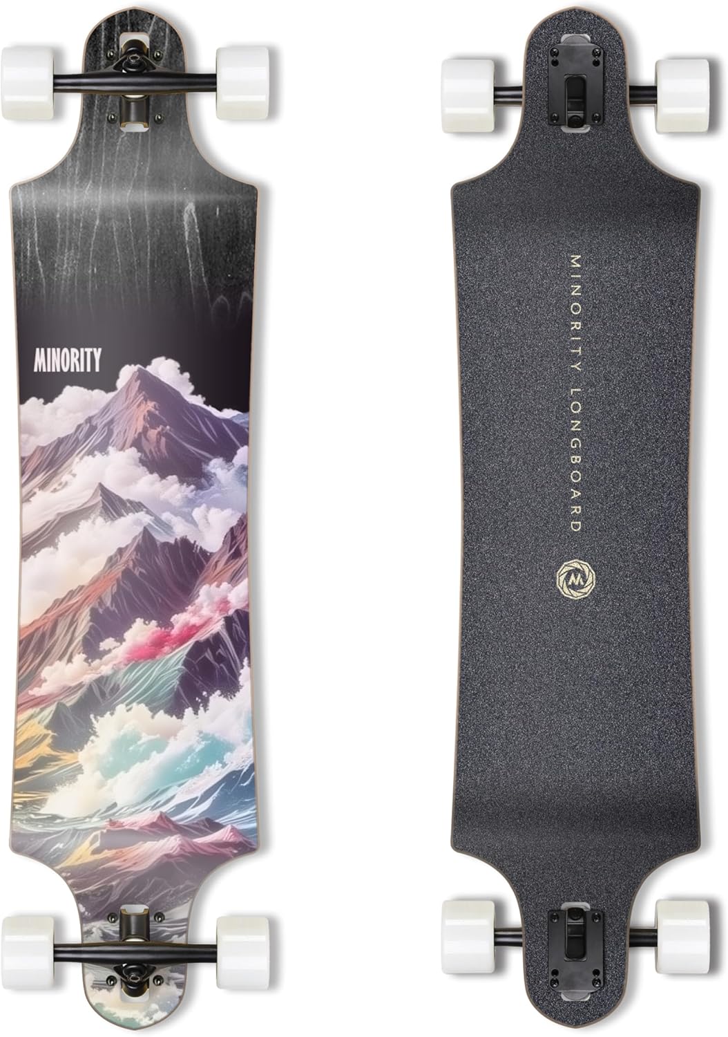 MINORITY Downhill Maple Longboard Skateboard | 40-inch Drop Trough Deck | Made for Cruising Ride Coastal