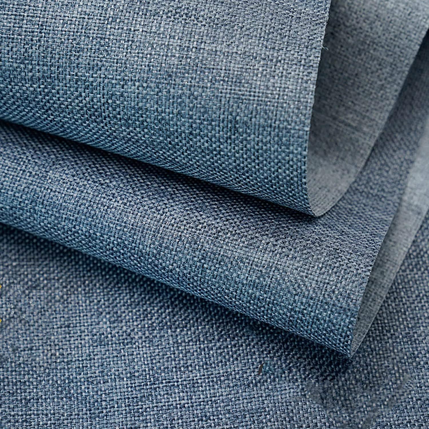 TinaKim Thick Upholstery Fabric, for Chair Sofa Cover, Faux Linen Type Cloth Material (Grey Blue 16, 6 Yard)