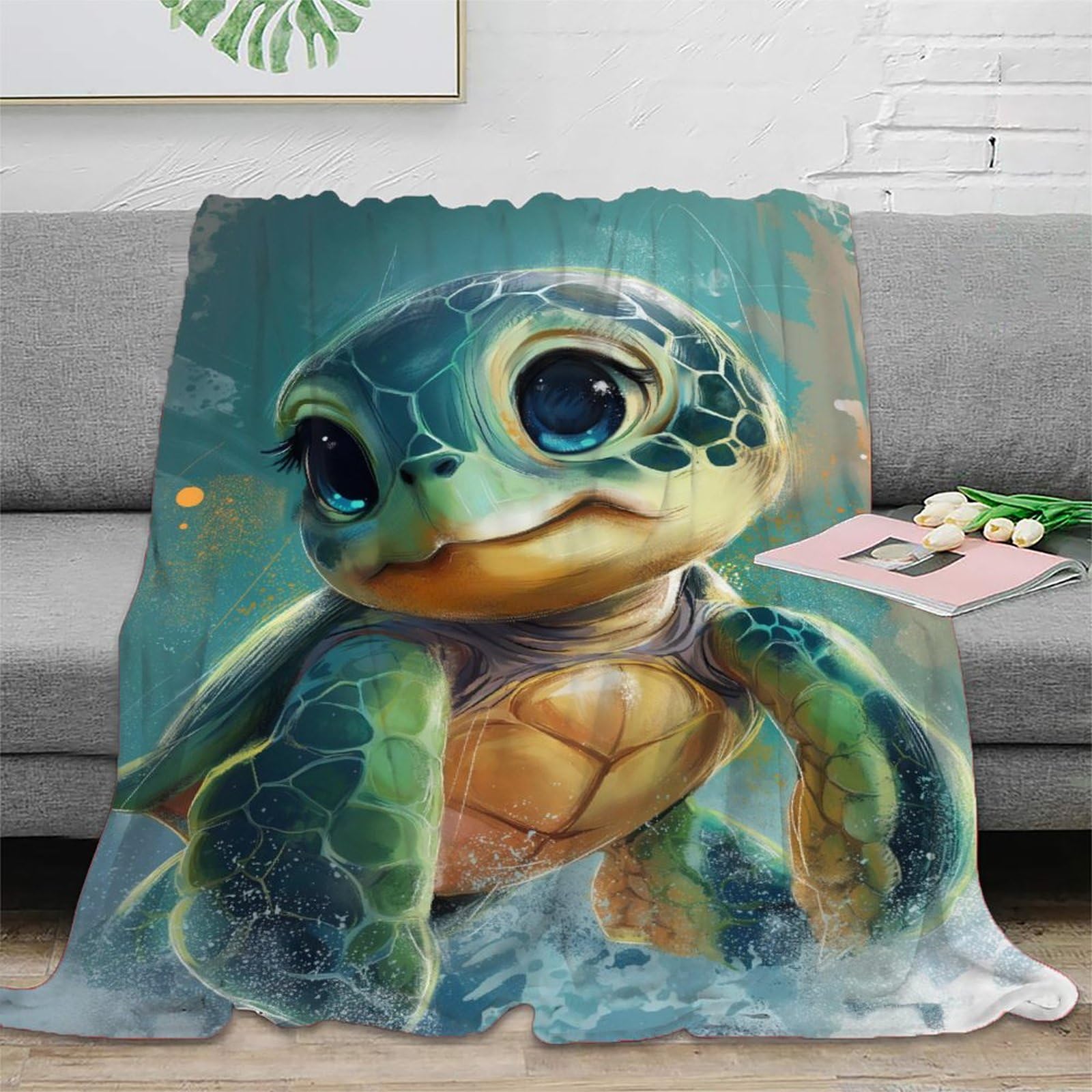 NRAOPEVVD 3D Printed Sea Turtle Throw Blanket Fluffy Soft Cozy Super Soft Cozy Fuzzy Warm Throws with Anti-wrinkle/anti-tarnishing Lightweight for Sofa Bed Decor Bedroom Decor 60x80inch(150x200cm)
