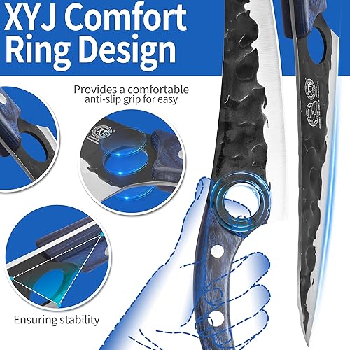 Miniatura 4 de XYJ Juego de cuchillos para tallar para acampar, cuchillo de chef con cuchillo magnético de doble cara para cocina al aire libre