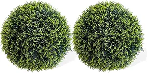 Topiary Ball 2 Pcs, Artificial Cedar Topiary Balls Garden Spheres Decorative Balls for Outdoor Patio Garden and Indoor, Wedding Decoration, 19 Inch