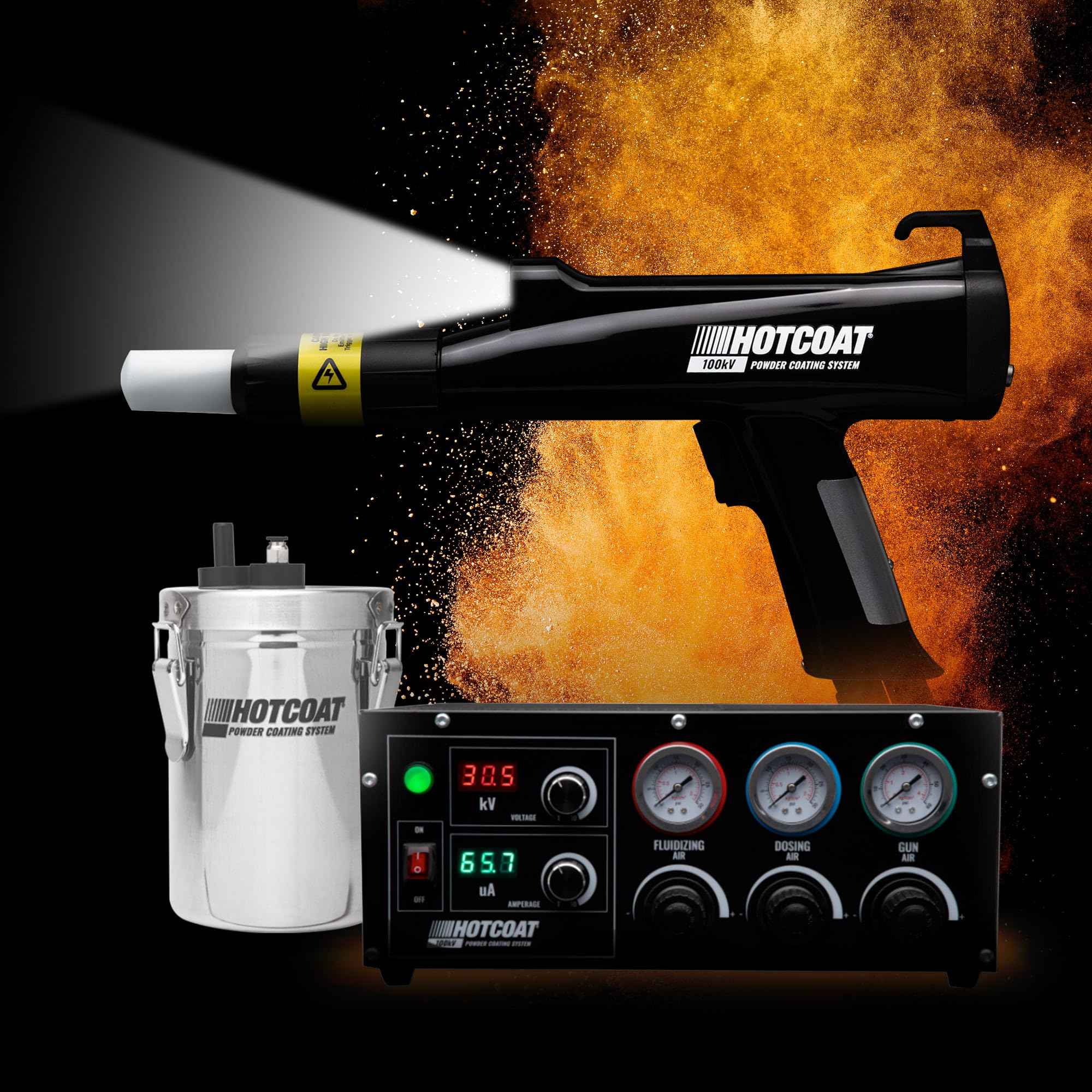 Eastwood HotCoat 100kV Powder Coating Gun System | Multi-Coat Coverage | 2-lb Powder Hopper | Integrated LED Light