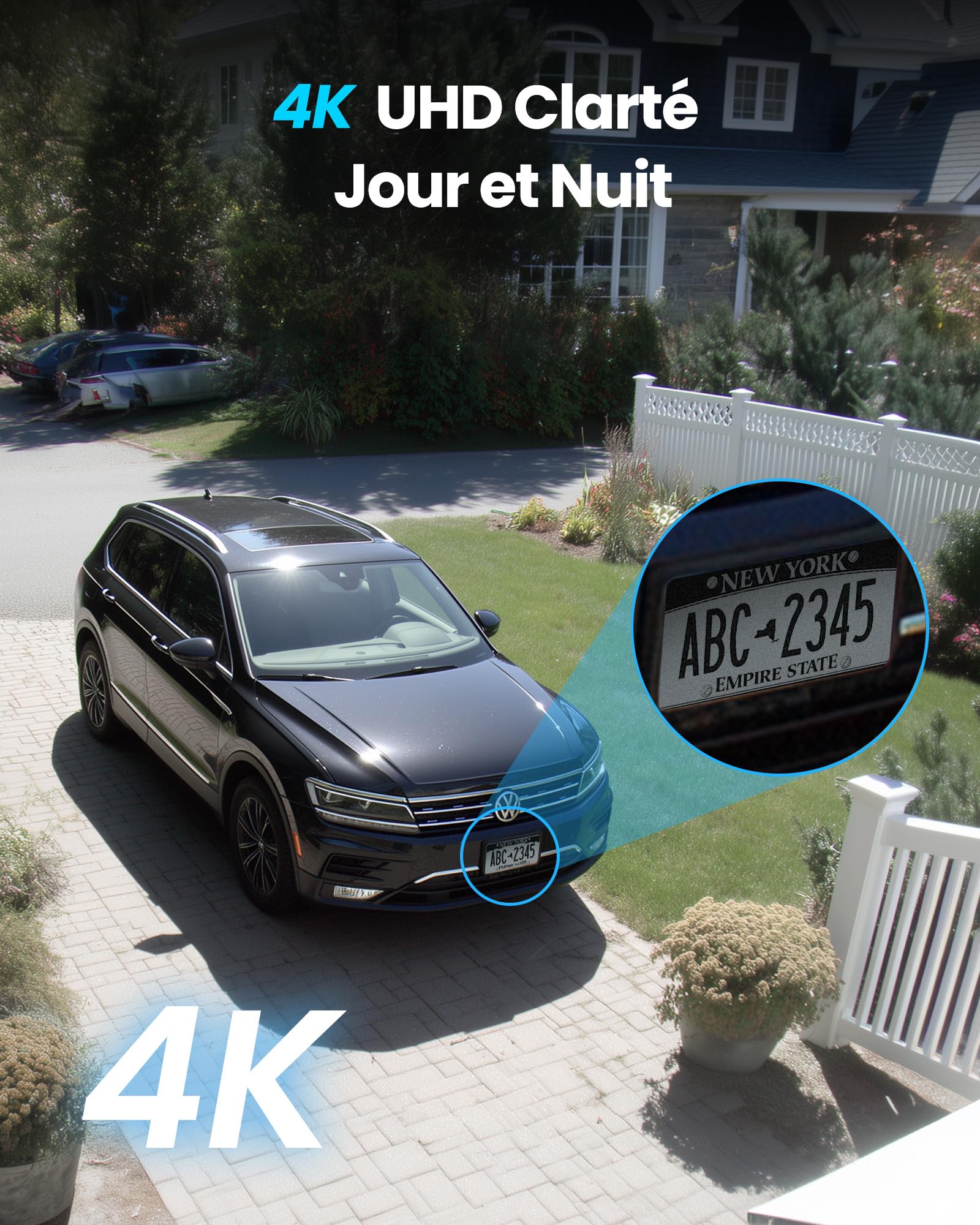 ZOSI C290 4K Caméra IP PoE Add-on 8MP Intérieur/Extérieur, Détection Intelligente Personne/Visage/Véhicule, Suivi Automatique, Vision Nocturne, Fonctionne avec Le NVR PoE de la Même Marque