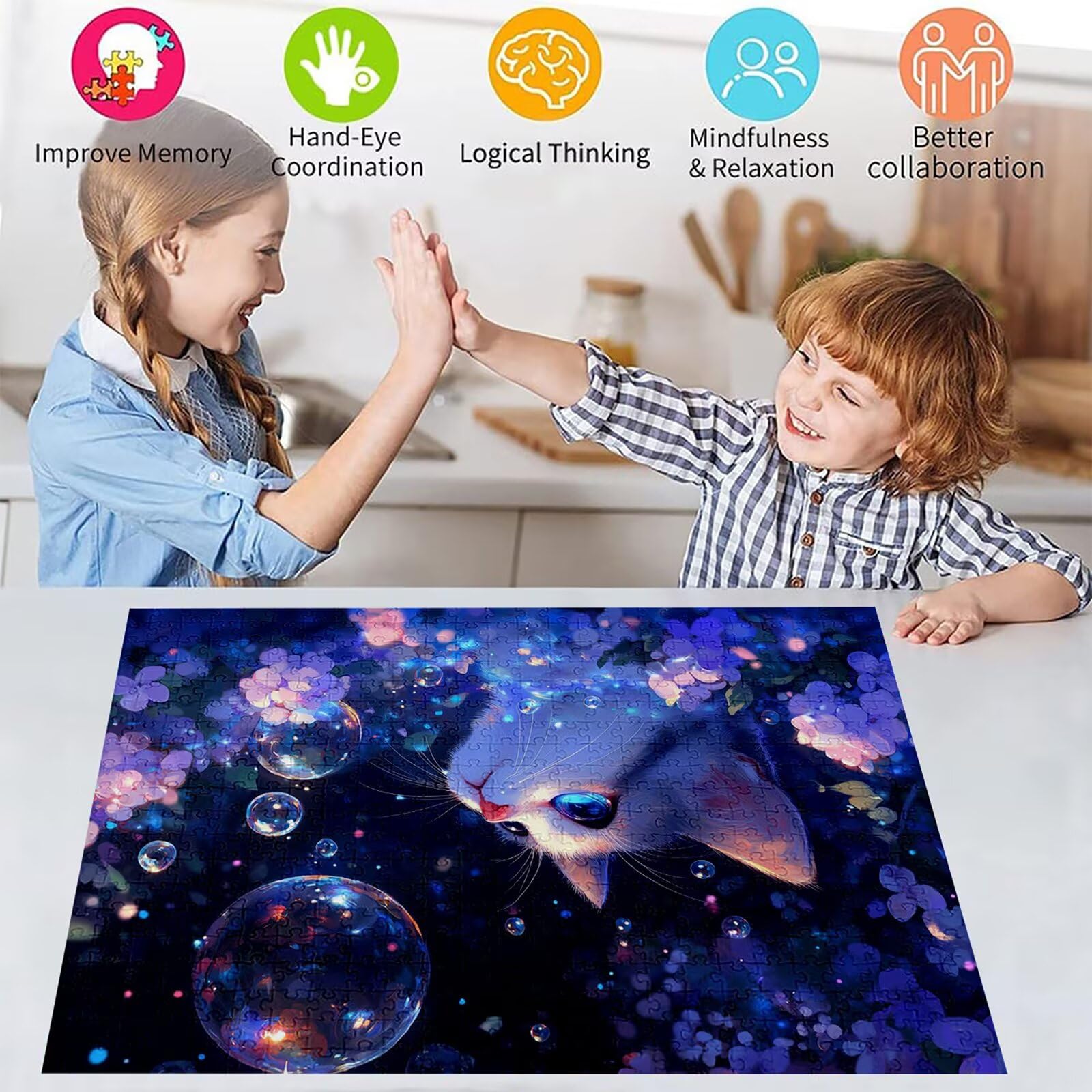 Puzzle 3000 elementów urocze puzzle dla dorosłych kot 122 x 81 cm unikalne rzemiosło klasyczne 3D drewniana układanka do rodzinnych gier aktywnych, układanka do samodzielnego wykonania nawet do