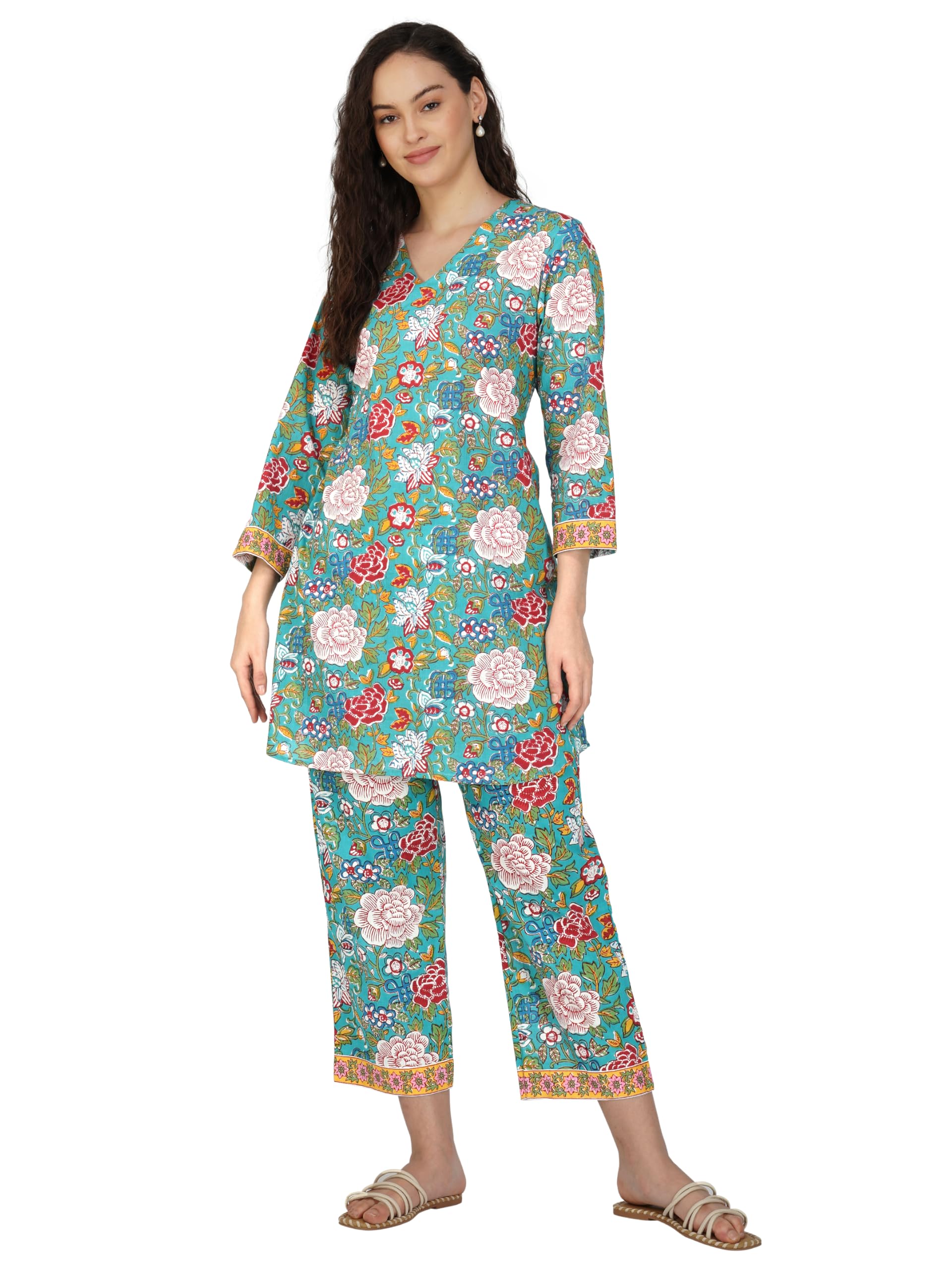 Women's Pure Cotton Ethnic Co-ord Set | Stylish Printed Top and Pant Set for Women | Comfortable Festive & Co-Ord Set in Elegant Traditional Design-image-39