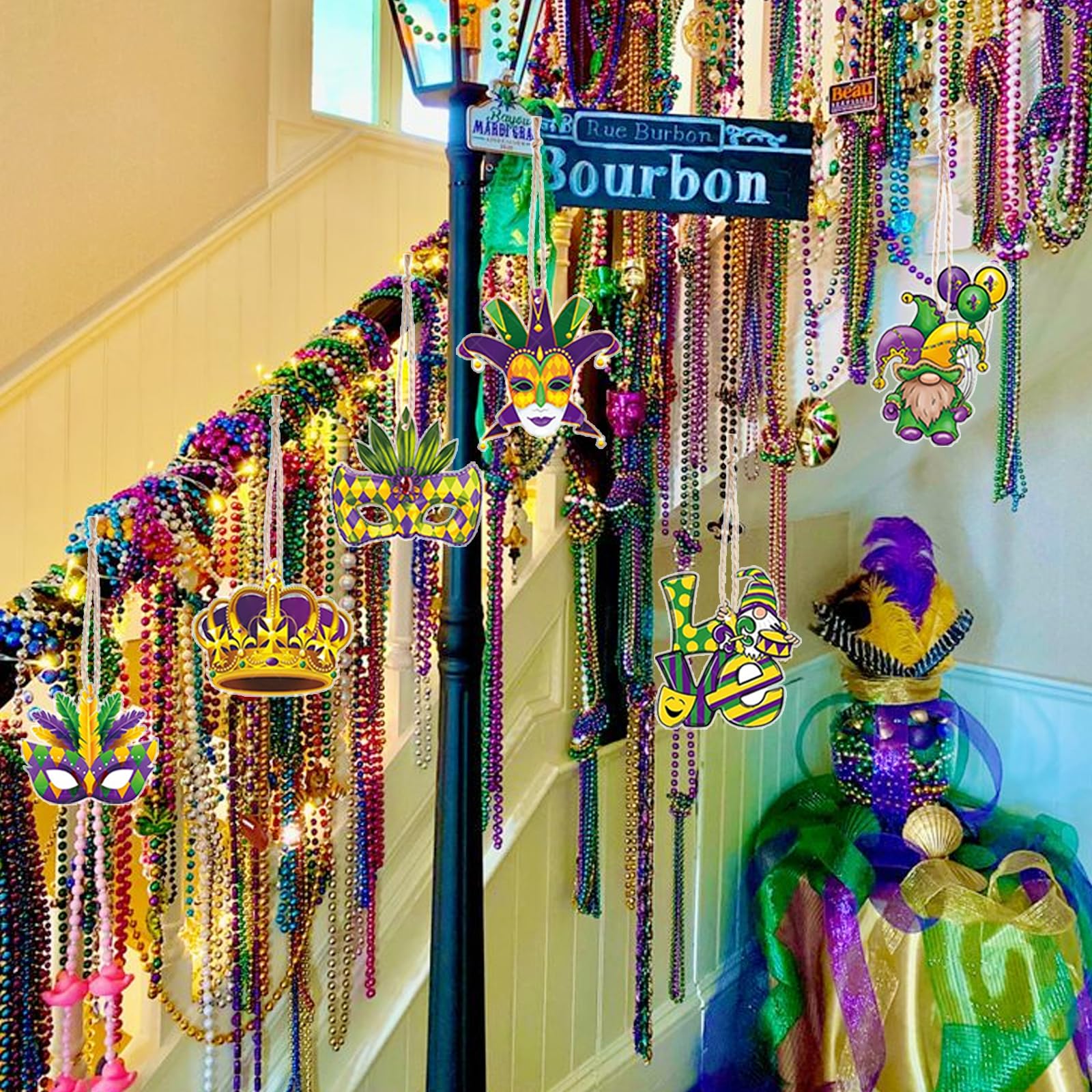 24 Pièce Ornements Suspendus de Carnaval, Ornements Suspendus du Mardi Gras, Masque de Mascarade Décoration, à Utiliser dans Les Décorations pour Les Carnavals, Les Fêtes Costumées, etc