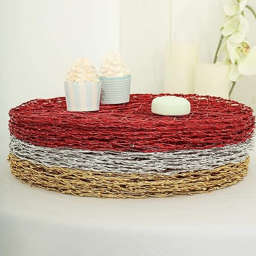 Miniatura 6 de 6 manteles individuales metálicos redondos dorados de 15 pulgadas de ancho, decoración de centros de mesa de boda, recepción, fiesta, centros de mesa