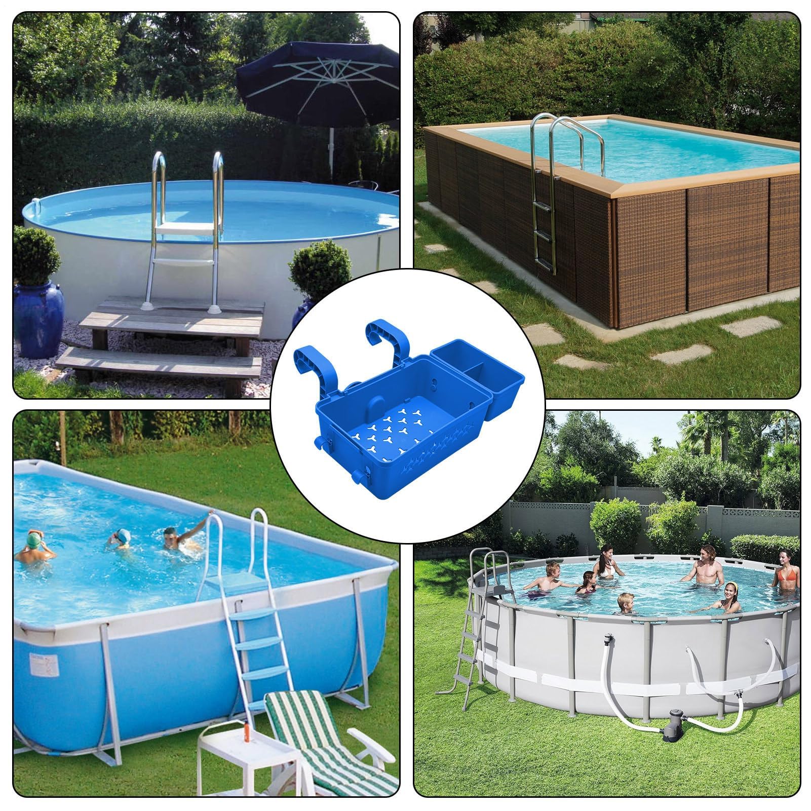 Aufbewahrungskorb für Pool, oberirdische Pool-Utensilien, Aufbewahrungskorb an Bord von Pools, Lagerung an Bord von Schwimmbädern zur Organisation von Getränken von Handtüchern | Organizer