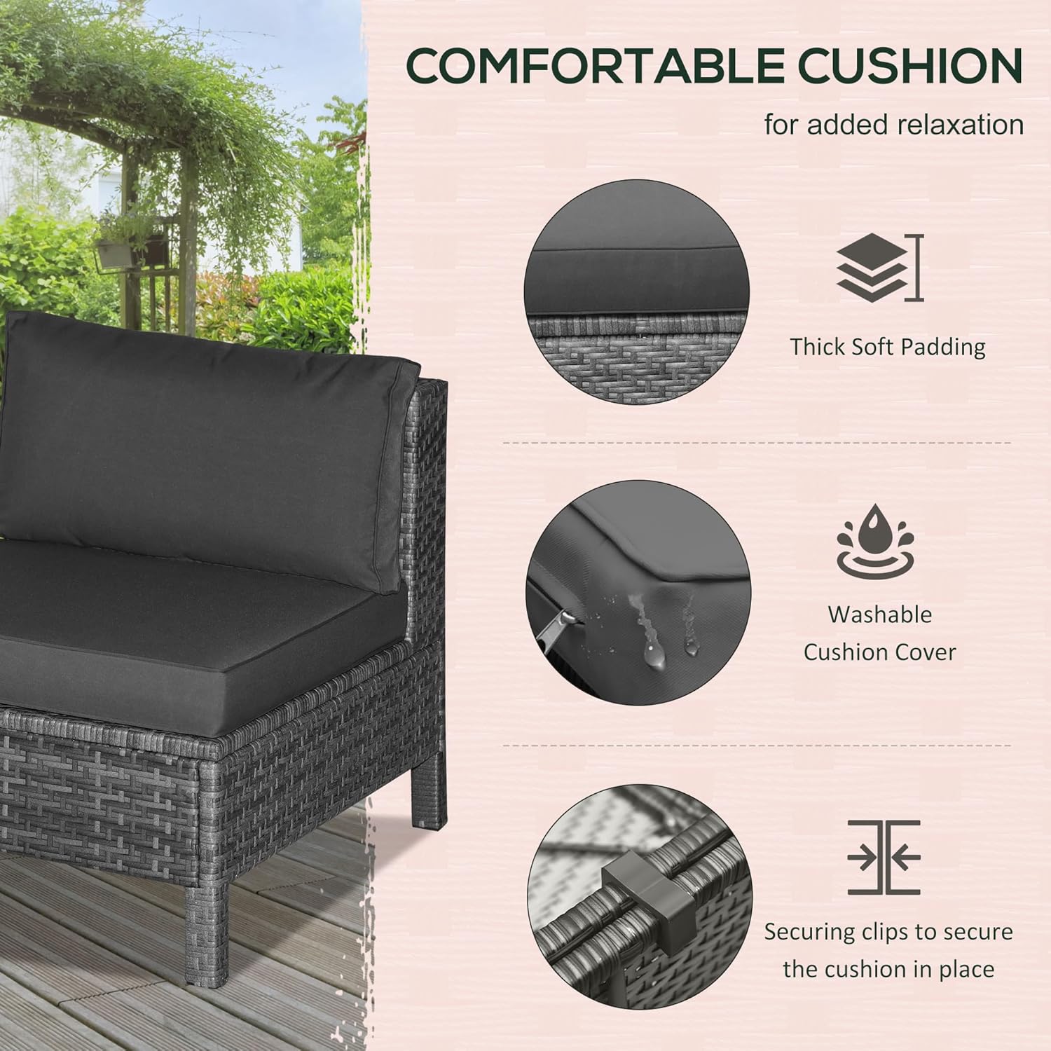 Detailed parts list and components for Outsunny patio furniture