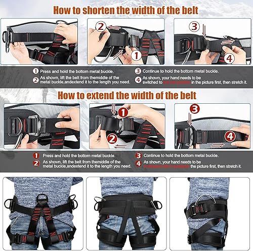 Miniatura 8 de JATCSG Juego de picos de escalada de árboles, equipo de escalada de árbol de piel de vaca mejorado con correa de escalada ajustable y ascensor
