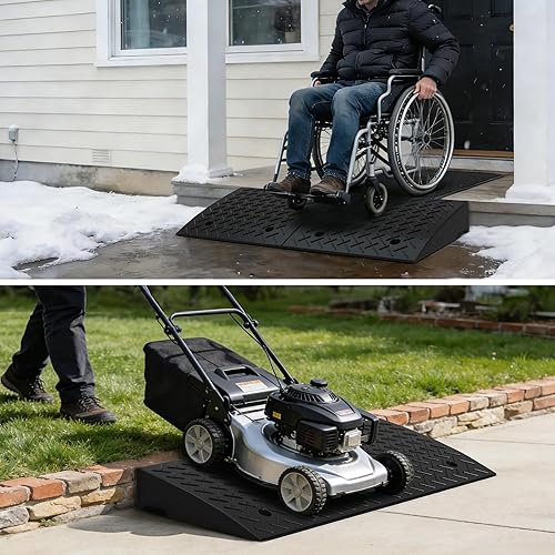 Miniatura 9 de RELIANCER 2 PCS Rubber Curb Ramps,5T Load Capacity Threshold Ramps for Loading Dock,Driveway Curb Ramp,Curbside Sidewalk Vehicle Ramp for Cars SUV