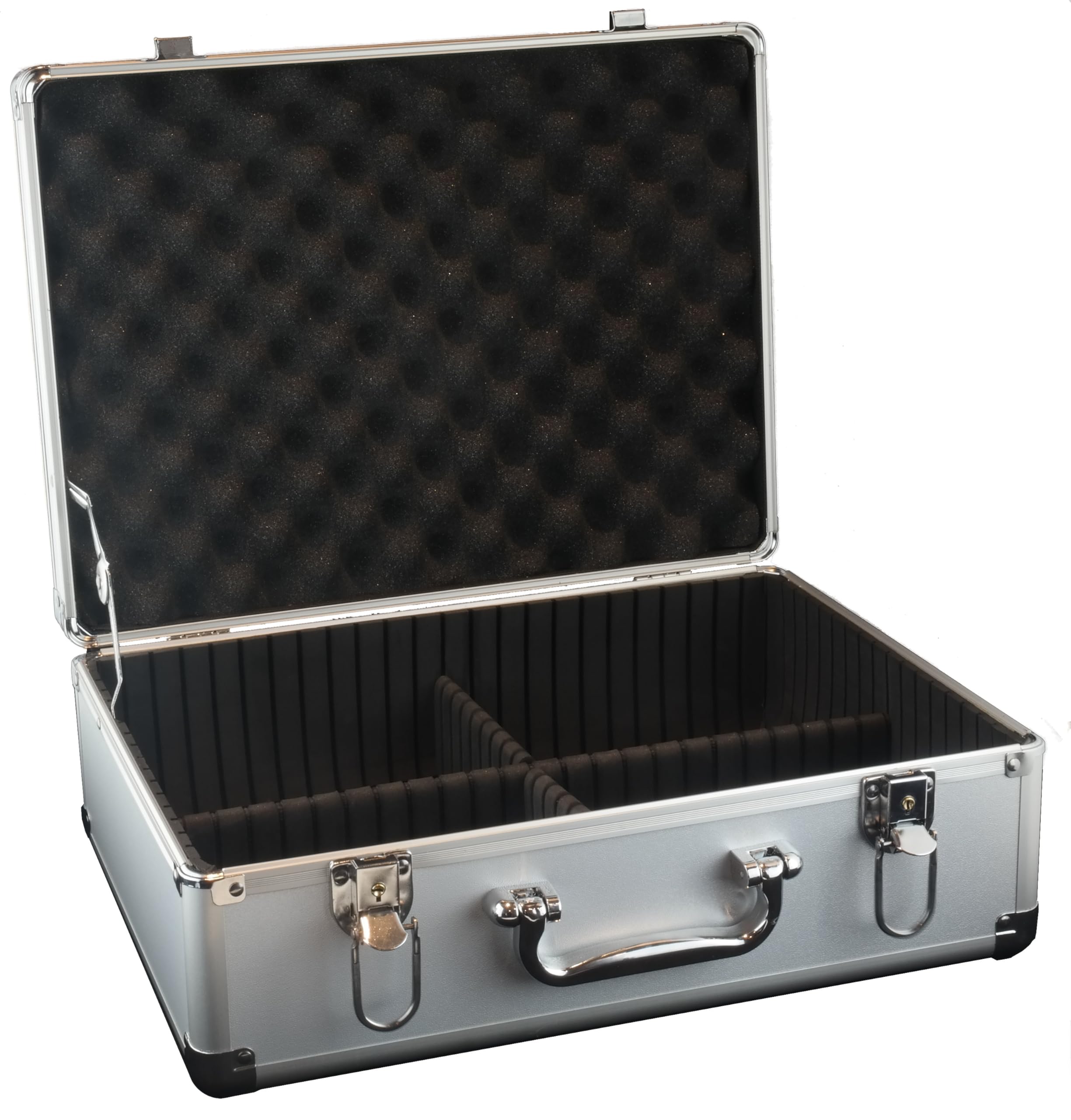 Ursae Minoris Elite Silver Aluminum Case with Adjustable Compartments for Transport and Storage of Small Collectible Items and Artifacts, Objets d’Art