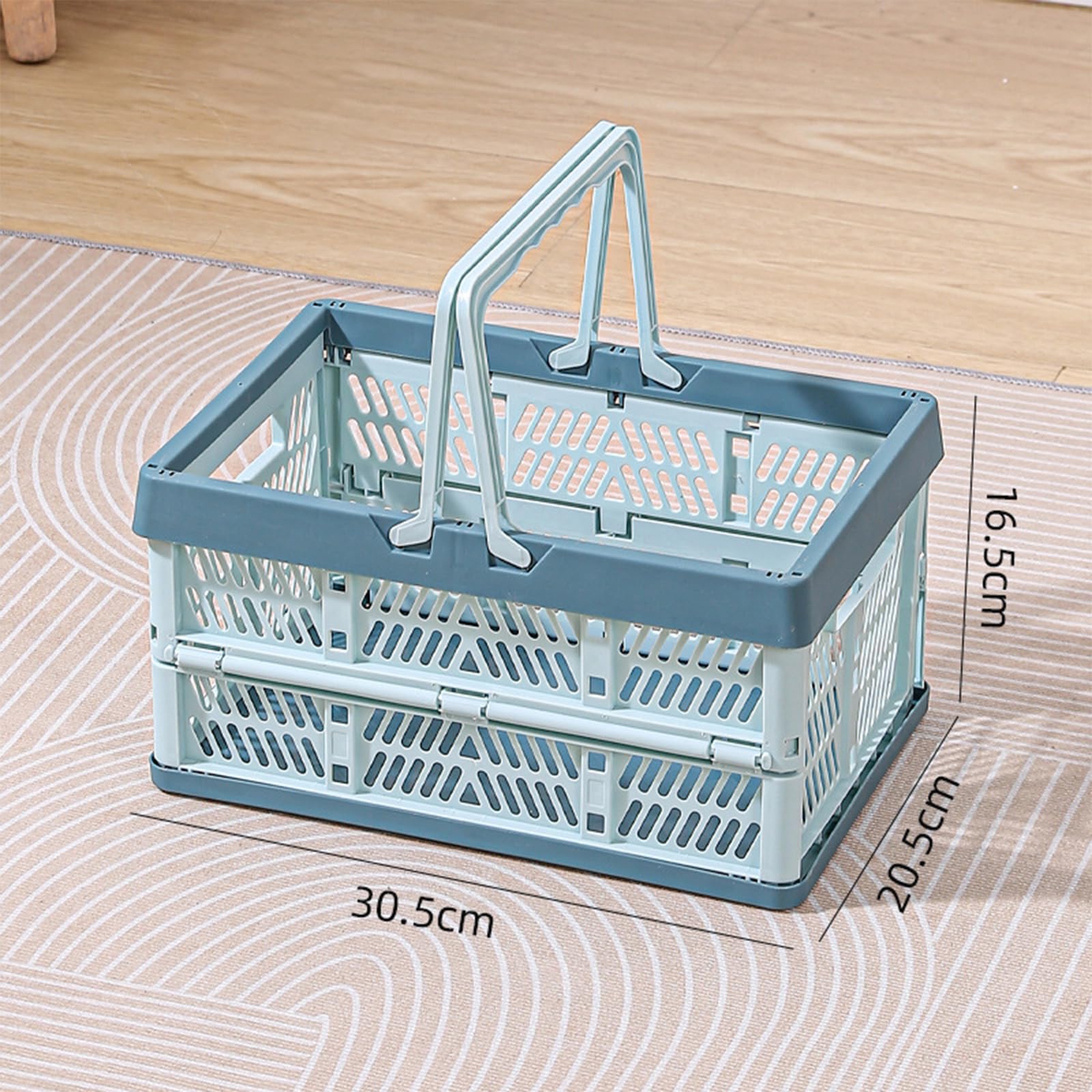 Pequeñas cajas plegables de plástico, 30 x 20 x 15,5 cm, para cocina, baño, oficina, dormitorio, armario (verde agua)