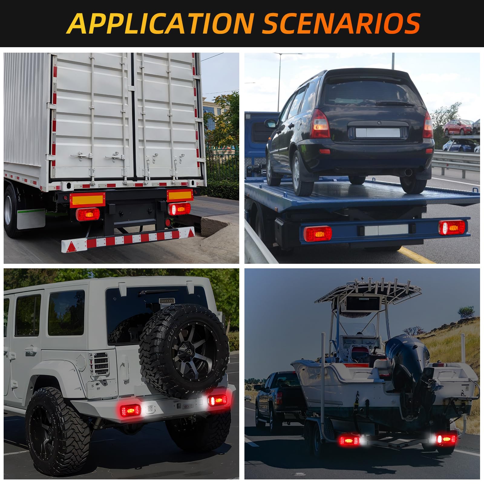 Pilotos Traseros Remolque 12V/24V 7 Funciones con Cableado 5m Enchufe de 13 Pines Luces Remolque Homologado E57 Impermeable IP67 Montaje con Tornillos para Remolque Camión Caravana