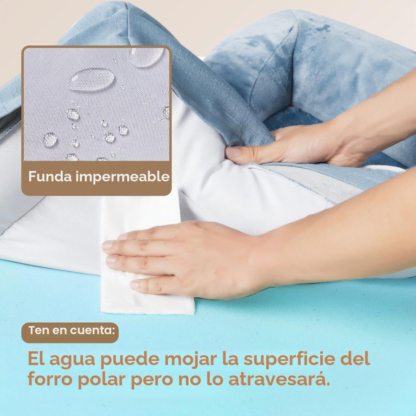 EHEYCIGA Cama Perro Grande 104x68x16cm, Colchon Perro Grandes Impermeable Lavable con Espuma Viscoelástica, Sofá Perro Desmontable, Azul