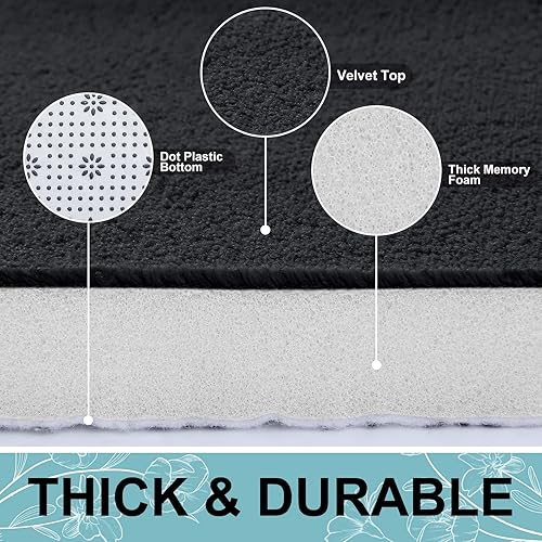 Miniatura 4 de Smiry Alfombra de baño de espuma viscoelástica de 24 x 16 y 24 x 20 pulgadas, en forma de U, extra suave, absorbente, antideslizante, para suelos de