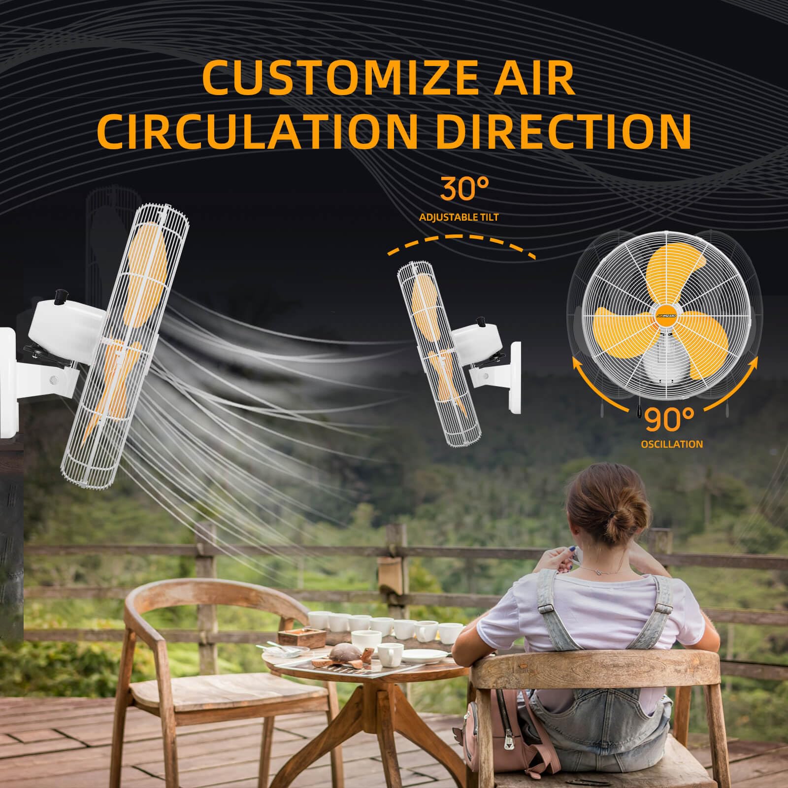 Amazon.com: AIRWIZARD 20 inch Outdoor Oscillating Wall Mounted Fan