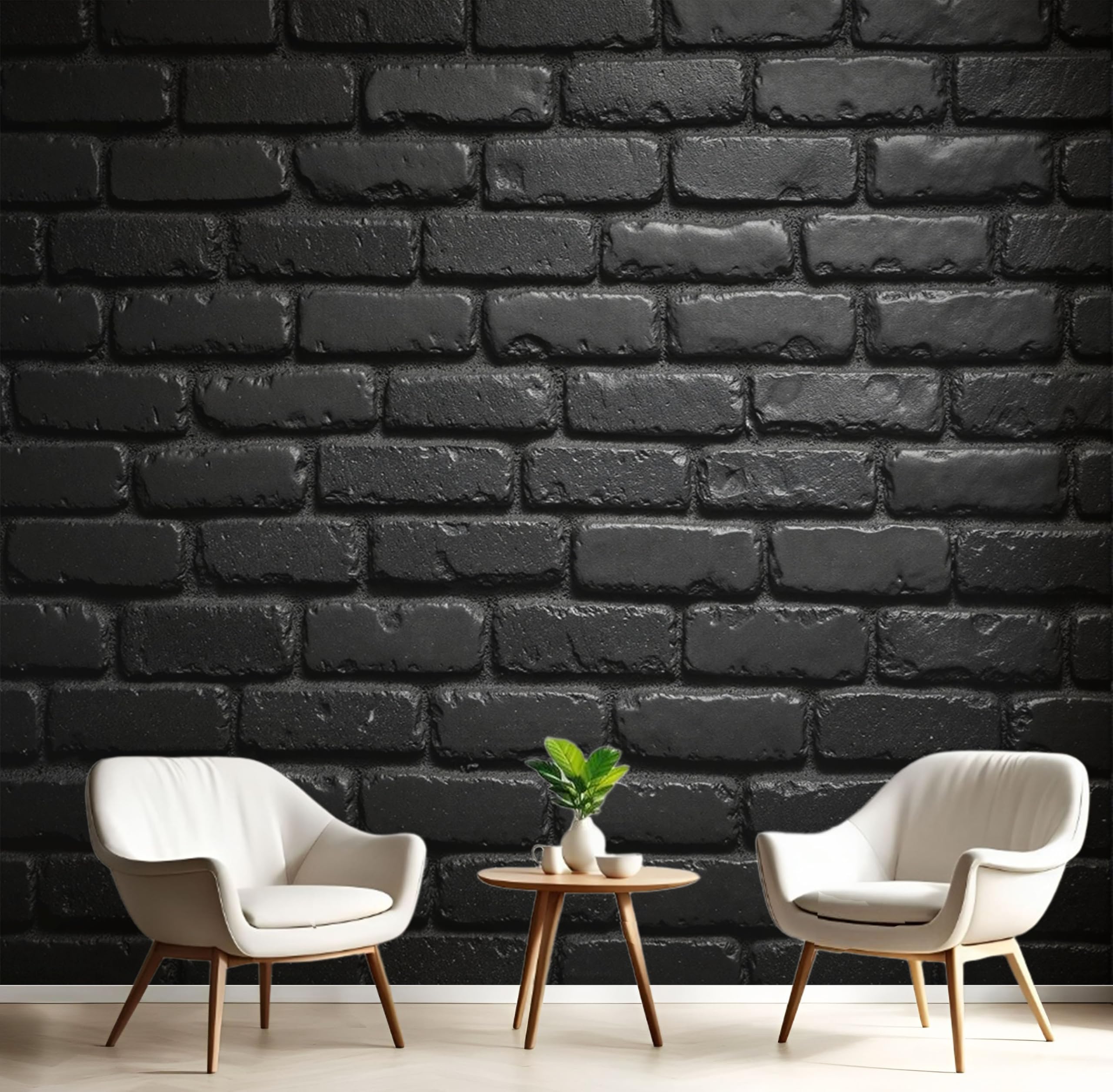 Papier peint brique 3D noir panoramique salon chambre bureau 350x256