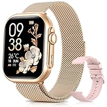 Oliimptek Smartwatch Donna con 100 Giorni, 1000mAh Batteria, 1.83” HD Orologio Fitness con Frequenza Cardiaca, SpO2, Sonno, 120+ Sport Smartwatch con Chiamata, Notifiche Messaggi iOS Android Oro Rosa
