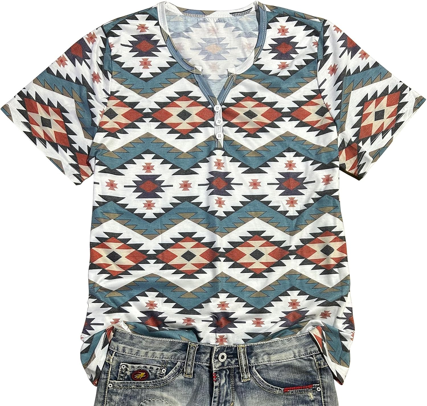 Western T Shirts for Women Cowgirls Graphic Henley Outfits Ladies Rodeo Country Concert Tops Beach Vacation Tees Clothes - Image 4