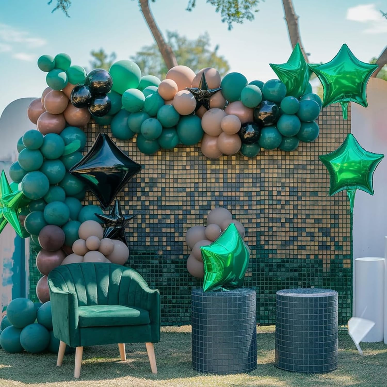 Green and Brown Balloons, 12 Inchs Retro green Black Latex Ballons Confetti Black Green Balloon for Boys Video Game Theme Jungle Safari Party Baby Shower Wedding Grauation Birthday Decorations - Image 8