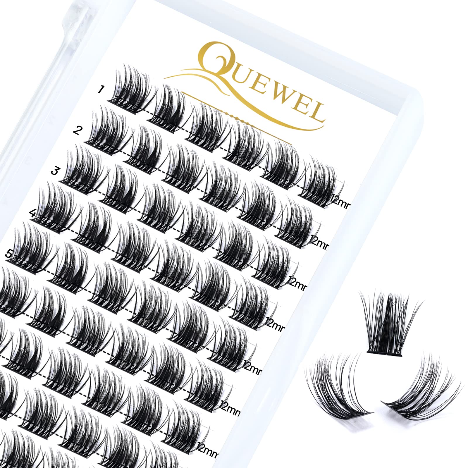 QUEWEL DIY Cluster Lashes - Individual Volume False Eyelashes, Soft & Light, Segmented, For Makeup Home Use (Honey01-D-MIX8-16mm) — view 49