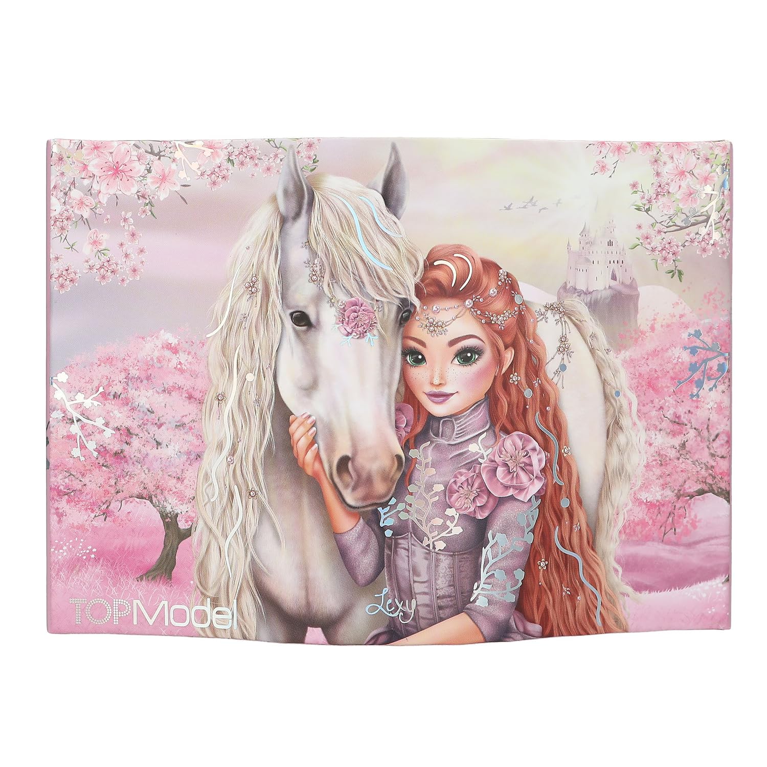 Depesche 13608 TOPModel Viva Violet - Joyero en Rosa, con Motivo de Modelo, Caballo y luz, joyero con Espejo
