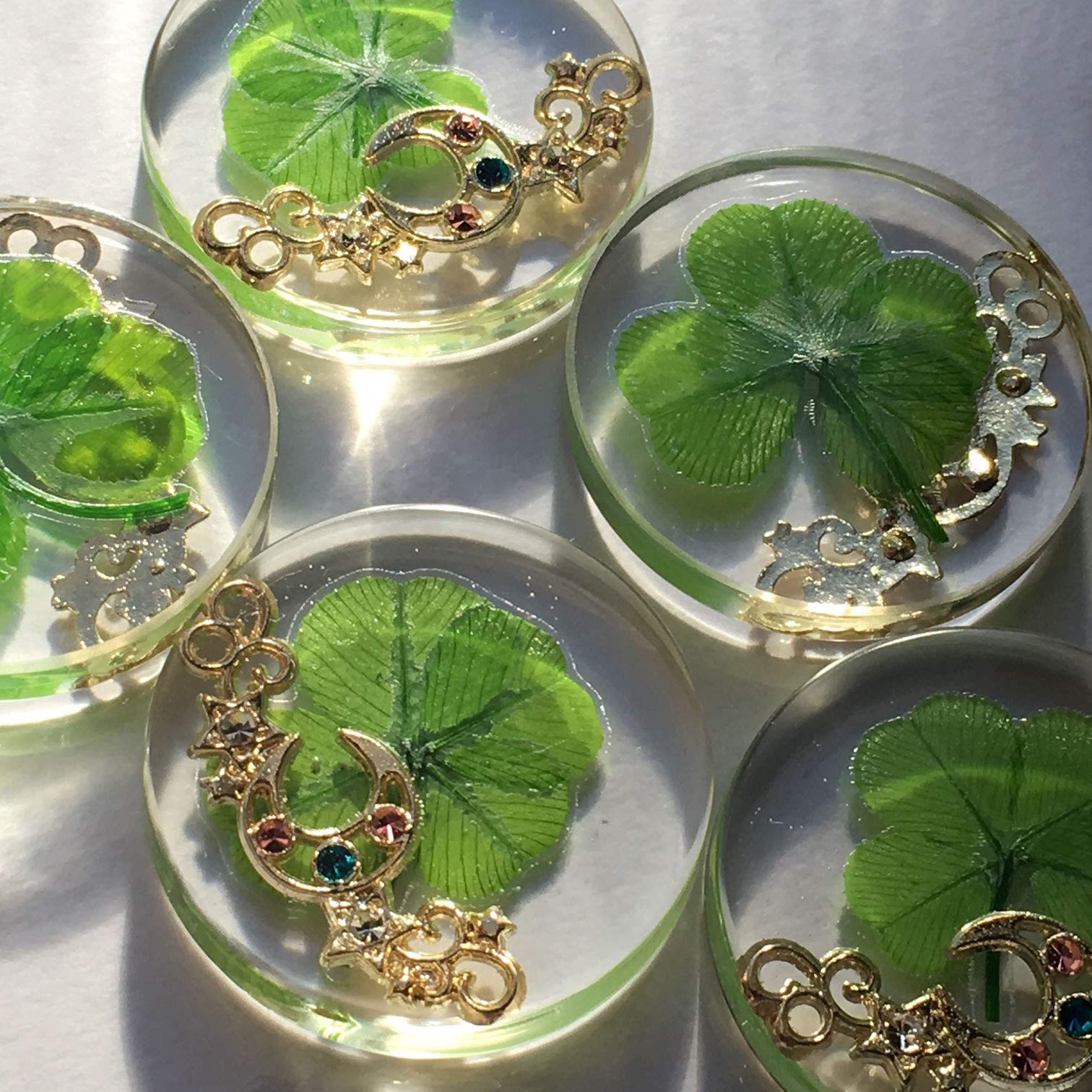 Portafortuna Quadrifoglio Vero - Resina, 3.2 Cm, Talismano Per Fortuna E Amore - Foto 11