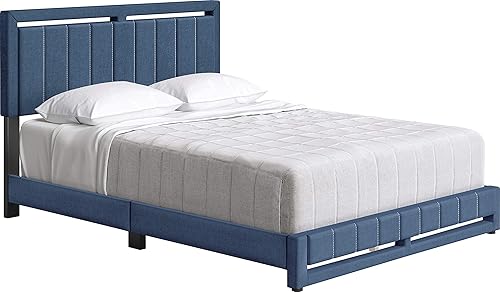 Miniatura 154 de Boyd Sleep Beaumont - Cama de plataforma tapizada con cabecero, base de colchón con 14 soportes de listones de madera, no requiere somier, piel