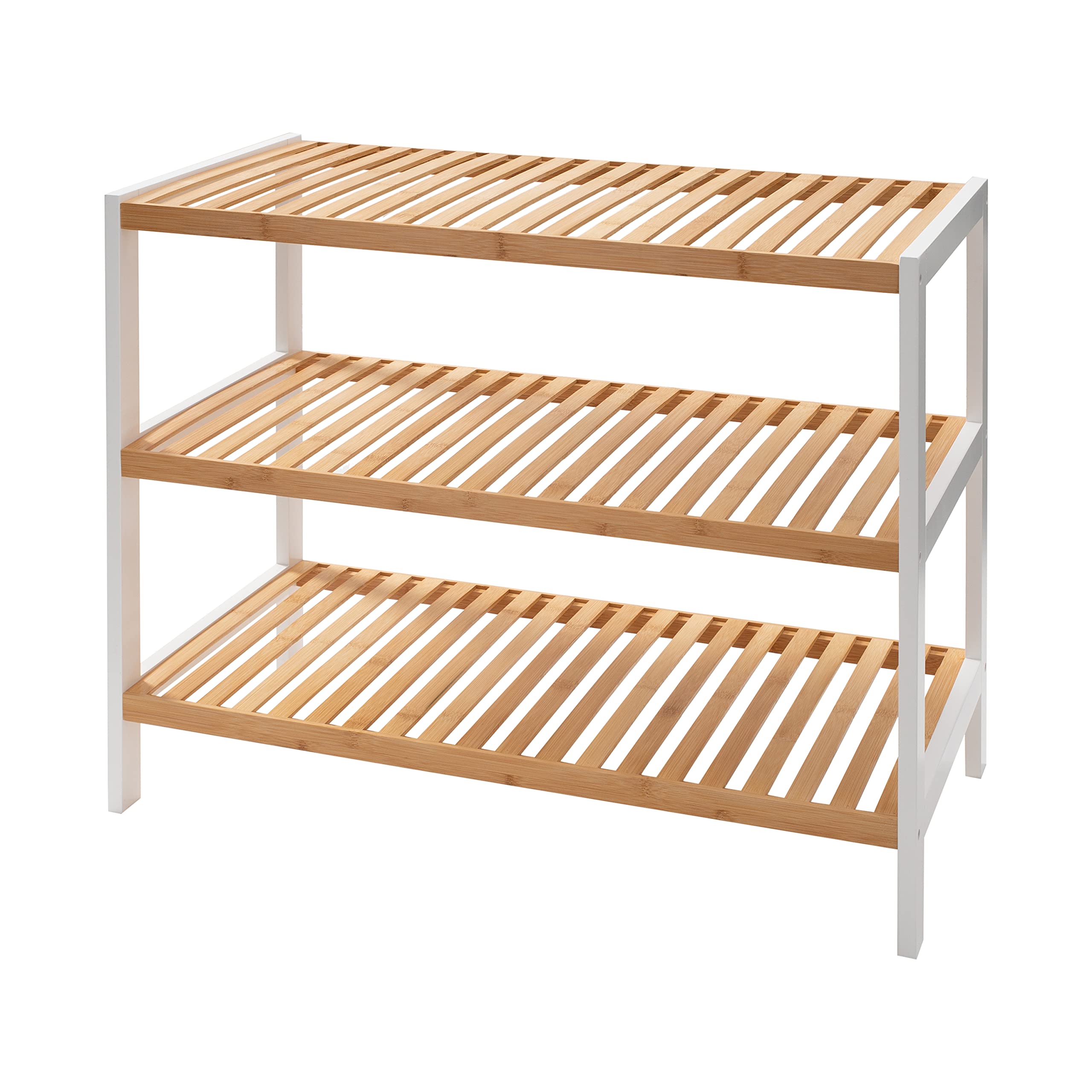 Organize It All 3 Tier Bathroom, Storage, White Sonora Bamboo Shelf (NH-29993)