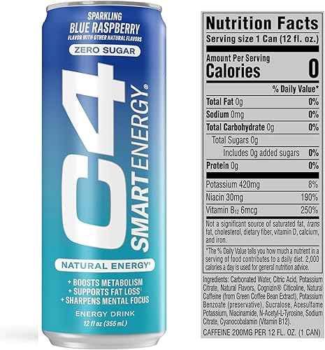 Miniatura 27 de C4 Energy & Smart Energy Drinks - Paquete variado de bebidas energéticas, sin azúcar, sin colores ni tintes artificiales, cero calorías, sustituto