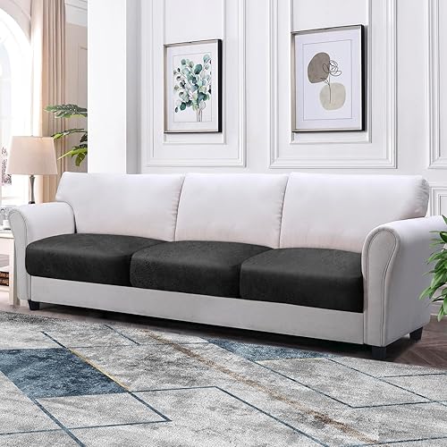 Miniatura 2 de Fundas de cojín para sofá, con aspecto de cuero, 3 piezas, elásticas para sofá de sala de estar, fundas de cojín individuales para sofá, fundas de